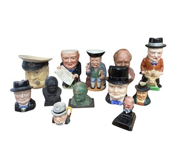 Lot 1263 - Collection of 12 Winston Churchill models, various manufacturers including Wilton Pottery, Beswick, Bairstow Manor etc