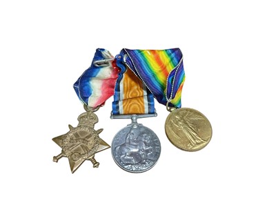 Lot 793 - First World War 1914 - 15 Star trio comprising 1914 - 15 Star, War and Victory medals named to 2374. PTE. W. Muston. 1 - Lond. R.