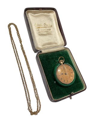 Lot 224 - Early 20th century ladies 9ct gold pocket watch with a gilt metal chain in the original box