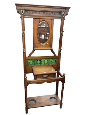 Lot 1241 - Edwardian oak hall stand