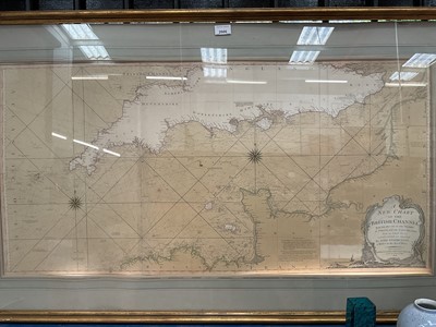 Lot 2666 - A New Chart of the British Channel, from the mouth of the Thames to Ushant, and the Scilly Isles, by John Stephenson, published by Laurie & Whittle 1800, 105cm x 52cm, framed and glazed