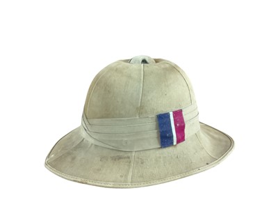 Lot 802 - Second World War British Army Wolseley pattern pith helmet, with leather headband.
