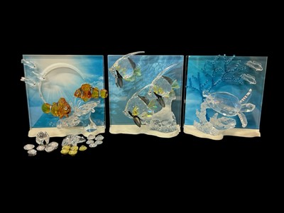 Lot 1273 - Three Swarovski Crystal Wonders Of The Sea - Harmony, Eternity and Community, all boxed with certificates