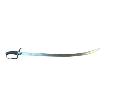 Lot 888 - 19th century Austrian cavalry troopers sword with curved steel blade, stirrup hilt and ribbed wooden grip, blade 90cm in length.