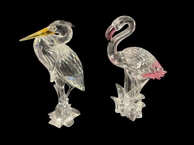 Lot 1275 - Two Swarovski Crystal ornaments - Heron and Flamingo, both boxed
