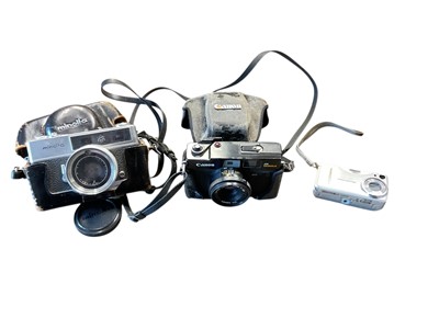 Lot 2395 - Group of cameras and accessories, including Canon A35 Datelux, Minolta Electro Shot, etc