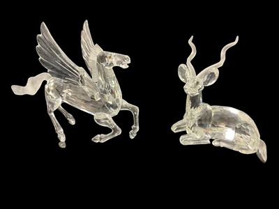 Lot 1276 - Two Swarovski Crystal annual edition ornaments - Kudu 1994 and Pegasus 1998, both boxed