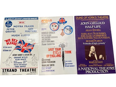 Lot 1530 - Collection of London theatre posters for plays, 1970s, including 'No Sex Please We're British' and others.