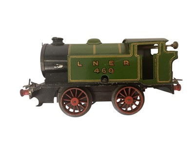 Lot 1923 - Hornby O Gauge LNER 0 clockwork locomotive with Bolster Bogie and five wagons (7)