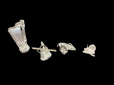 Lot 1281 - Collection of boxed Swarovski Crystal ornaments including Train Engine, Train Carriages, Harp, Kangaroo, Squirrel etc (qty)