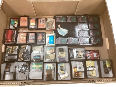 Lot 2580 - Collection of modern novelty and advertising lighters including some sealed on the shop supplied boards (1 box).