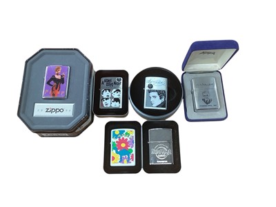 Lot 2592 - Group of six Zippo lighters including Stars of Hollywood, The Beatles and others in original boxes (4).