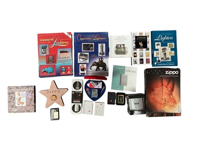 Lot 2593 - Group of Ronson lighters from the Roy Rogers lighter collection and group of Zippo lighters and accessories (1 box).