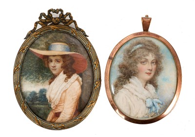 Lot 972 - Late 18th century portrait miniature on ivory and another similar of Countess Spencer (2)