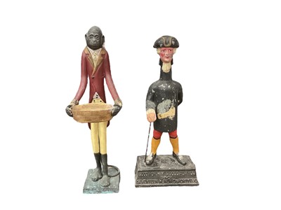 Lot 2629 - Reproduction Whitebread Pale Ale metal advertising bar top figure and a reproduction metal monkey butler statue