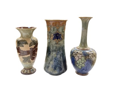 Lot 1299 - Three Doulton stoneware vases including one with Art Nouveau decoration