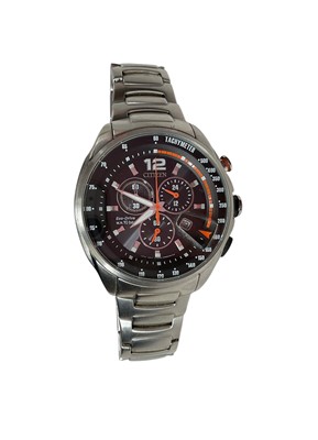 Lot 229 - Gentleman's Citizen Eco-Drive chronograph wristwatch, stainless steel case and bracelet, quartz movement, 42mm case
