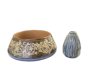 Lot 1306 - Doulton Slater's Patent bowl, together with a Doulton Lambeth vase (2)
