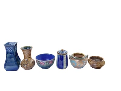 Lot 1307 - Collection of six pieces of Doulton stoneware including vases, bowl etc