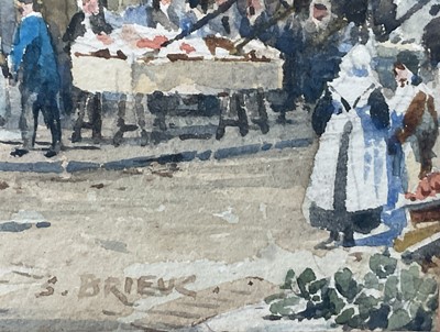 Lot 135 - Arthur Charles Fare, British 1876-1958. Watercolour, French market scene “Saint-Brieuc”, signed and titled to front. Framed
