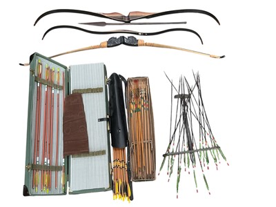 Lot 2640 - Quicks Hunter 58" bow, together with other bows and a selection of arrows