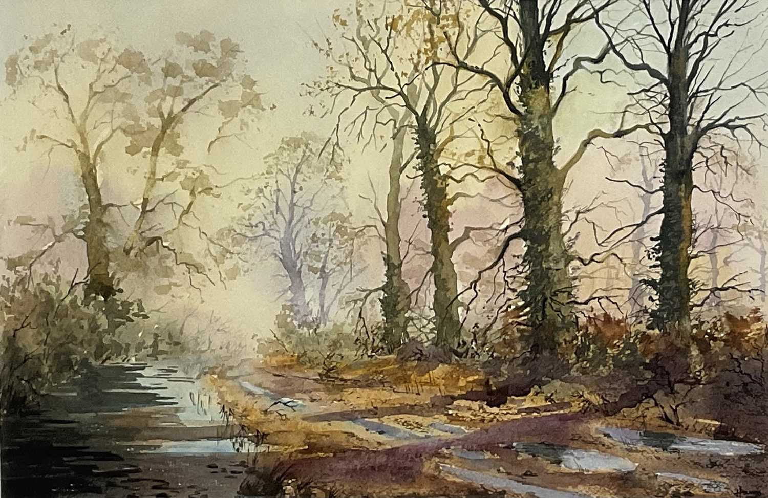 Lot 163 - Winnie Hanrahan, pair of watercolours - Rural Landscapes, signed, 35cm x 54cm, in glazed gilt frames