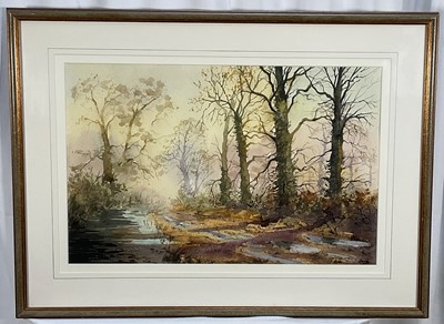 Lot 163 - Winnie Hanrahan, pair of watercolours - Rural Landscapes, signed, 35cm x 54cm, in glazed gilt frames