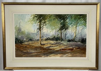 Lot 163 - Winnie Hanrahan, pair of watercolours - Rural Landscapes, signed, 35cm x 54cm, in glazed gilt frames