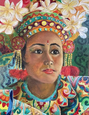 Lot 166 - A. H. Purnomo, late 20th century, oil on canvas laid on board - Balinese Dancers, signed, dated '93 and inscribed, 56cm x 67cm, framed