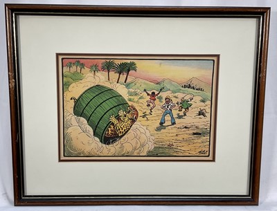 Lot 171 - Set of four early 20th century illustration prints from Harry B. Neilson's and S. Baring Gould's book, 'Amazing Adventures', each titled verso with text from the book, 18cm x 27cm, in glazed fra...