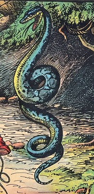 Lot 171 - Set of four early 20th century illustration prints from Harry B. Neilson's and S. Baring Gould's book, 'Amazing Adventures', each titled verso with text from the book, 18cm x 27cm, in glazed fra...