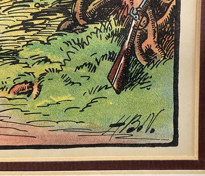Lot 171 - Set of four early 20th century illustration prints from Harry B. Neilson's and S. Baring Gould's book, 'Amazing Adventures', each titled verso with text from the book, 18cm x 27cm, in glazed fra...