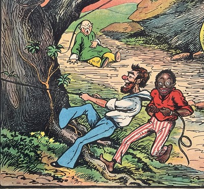 Lot 171 - Set of four early 20th century illustration prints from Harry B. Neilson's and S. Baring Gould's book, 'Amazing Adventures', each titled verso with text from the book, 18cm x 27cm, in glazed fra...