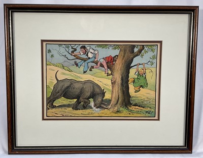 Lot 171 - Set of four early 20th century illustration prints from Harry B. Neilson's and S. Baring Gould's book, 'Amazing Adventures', each titled verso with text from the book, 18cm x 27cm, in glazed fra...