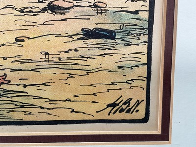 Lot 171 - Set of four early 20th century illustration prints from Harry B. Neilson's and S. Baring Gould's book, 'Amazing Adventures', each titled verso with text from the book, 18cm x 27cm, in glazed fra...