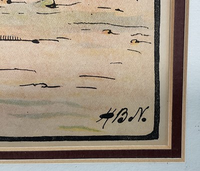 Lot 171 - Set of four early 20th century illustration prints from Harry B. Neilson's and S. Baring Gould's book, 'Amazing Adventures', each titled verso with text from the book, 18cm x 27cm, in glazed fra...