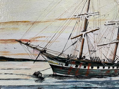 Lot 173 - H. Grange, 20th century, two oils on board - Tea Clipper "Taeping" and The Illawarra, both labelled verso, 45cm x 55cm and 40cm x 50cm, framed (2)