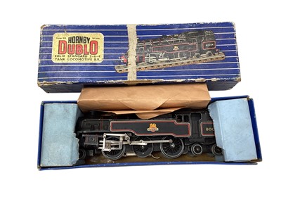 Lot 2721 - Hornby Dublo OO Gauge BR green 3-rail EDL18 2-6-4 Standard Tank Locomotive with TPO Mail Van Set, carriages, rolling stock, D1 Island Platform, D1 Through Station and other accessories & tra...