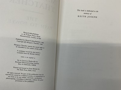 Lot 1605 - Two signed Margaret Thatcher autobiographies - The Path to Power; The Downing Street Years, first editions