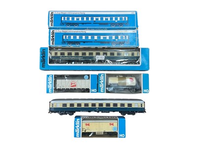 Lot 2733 - Marklin carriages and rolling stock, some boxed