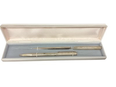 Lot 2742 - German silver ballpoint pen and letter opener in box, together with Parker, Cross and other pens.