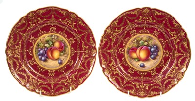 Lot 51 - Pair of Royal Worcester plates decorated with fruit