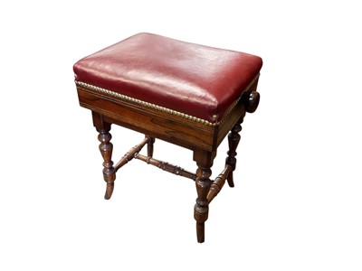 Lot 1404 - Edwardian rosewood piano stool, and an Edwardian music cabinet