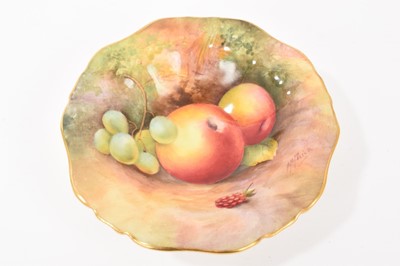 Lot 98 - Royal Worcester pin dish, painted with fruit, signed M.R. Price, dated 1934, 11.6cm diameter