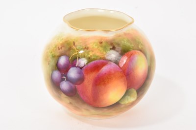 Lot 96 - Royal Worcester pot pourri vase, shape G 161, painted with fruit, signed E. Townsend, dated 1936, 7cm high