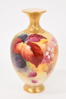 Lot 97 - Royal Worcester vase, of classical form, dated 1931, painted with fruit, signed M. Blake, 13.5cm high