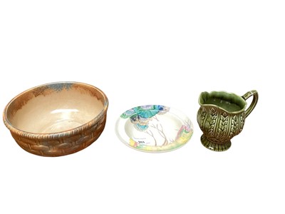 Lot 776 - Clarice Cliff Bizarre Viscaria pattern bowl, together with two pieces of pottery by Shorter & Son