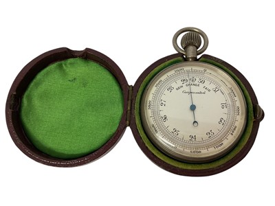 Lot 741 - Late Victorian pocket barometer in original red leather case