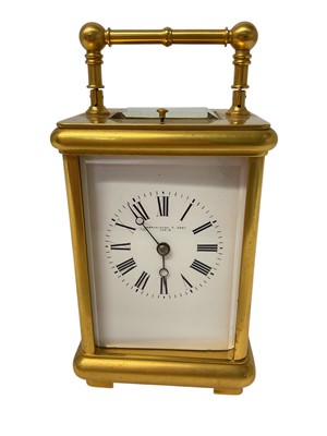 Lot 728 - Late 19th century French brass repeating carriage clock