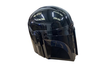 Lot 76 - Cybercraft Star Wars Custom Black Mandalorian Helmet (1)